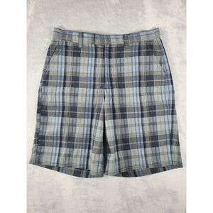 Patagonia Shorts‎ Men 32 Blue Grey Plaid M's Thrift Puckerware Seersucker